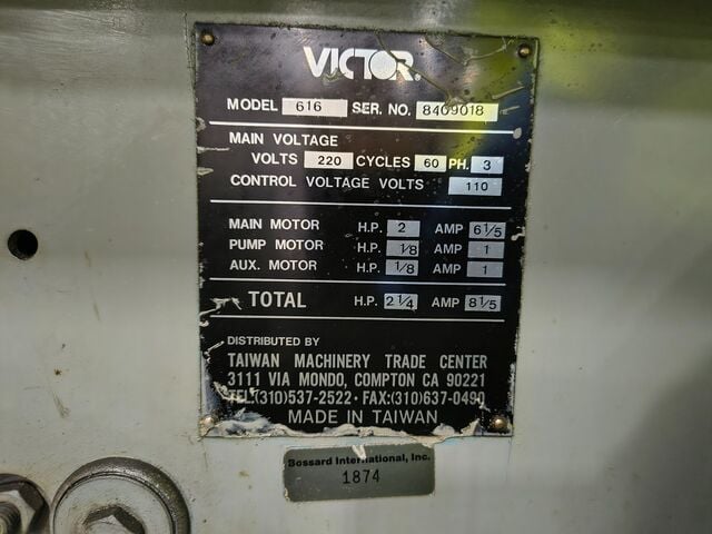 9" x 18" Victor #616, Precision Turret Lathe, 2 Hp, 3500 RPM - Image 6