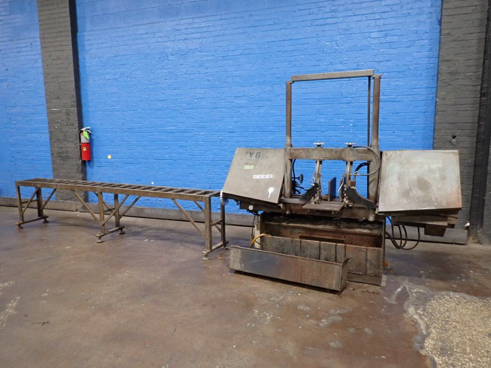 15.5" x 19.5" Wells & Sons, Horizontal Band Saw, w/ 9.5" x 115" Roller Conveyor, 1" Blade width, 1465/1760 RPM - Image 1