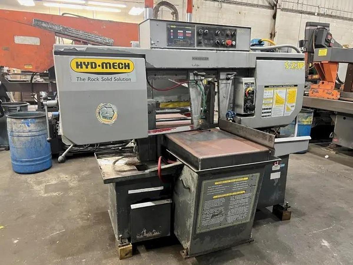 16" x 18" Hyd-Mech #S-23P, semi-auto horizontal mitering bandsaw, 15' 6" x 1-1/4" x .042" blade, 75-400 FPM - Image 1