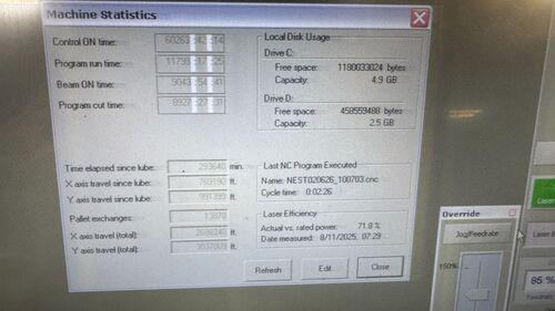 Cincinnati #CL-440, CNC Co2 laser, 4000 watts, 60" x 120" sheet, chiller, dust collector, 2014 - Image 5