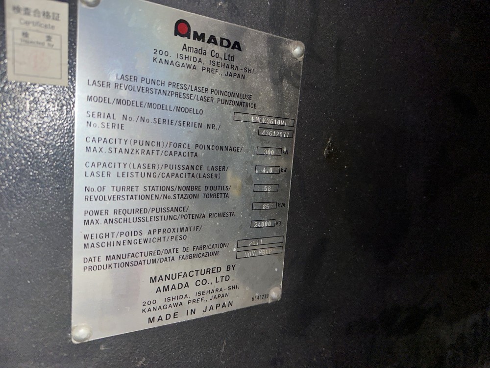 Amada #EMLK3610NT, laser / punch combo, 33 ton, 5' x 10' sheet, 58 station, 4 automatic index, 4000 watt - Image 9