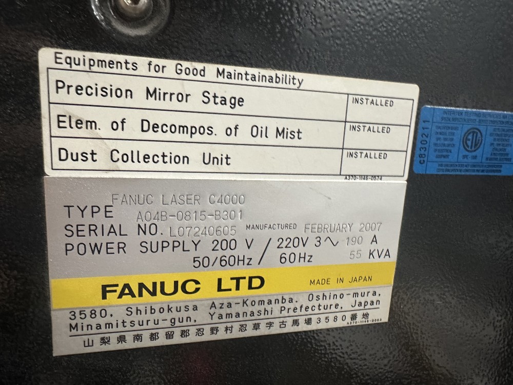 Amada #EMLK3610NT, laser / punch combo, 33 ton, 4000 watt Fanuc C4000 (AF-4000E) Co2 laser, 58 station King - Image 5