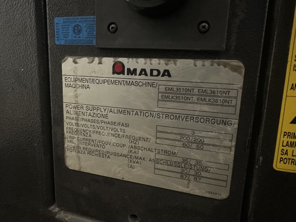Amada #EMLK3610NT, laser / punch combo, 33 ton, 4000 watt Fanuc C4000 (AF-4000E) Co2 laser, 58 station King - Image 6