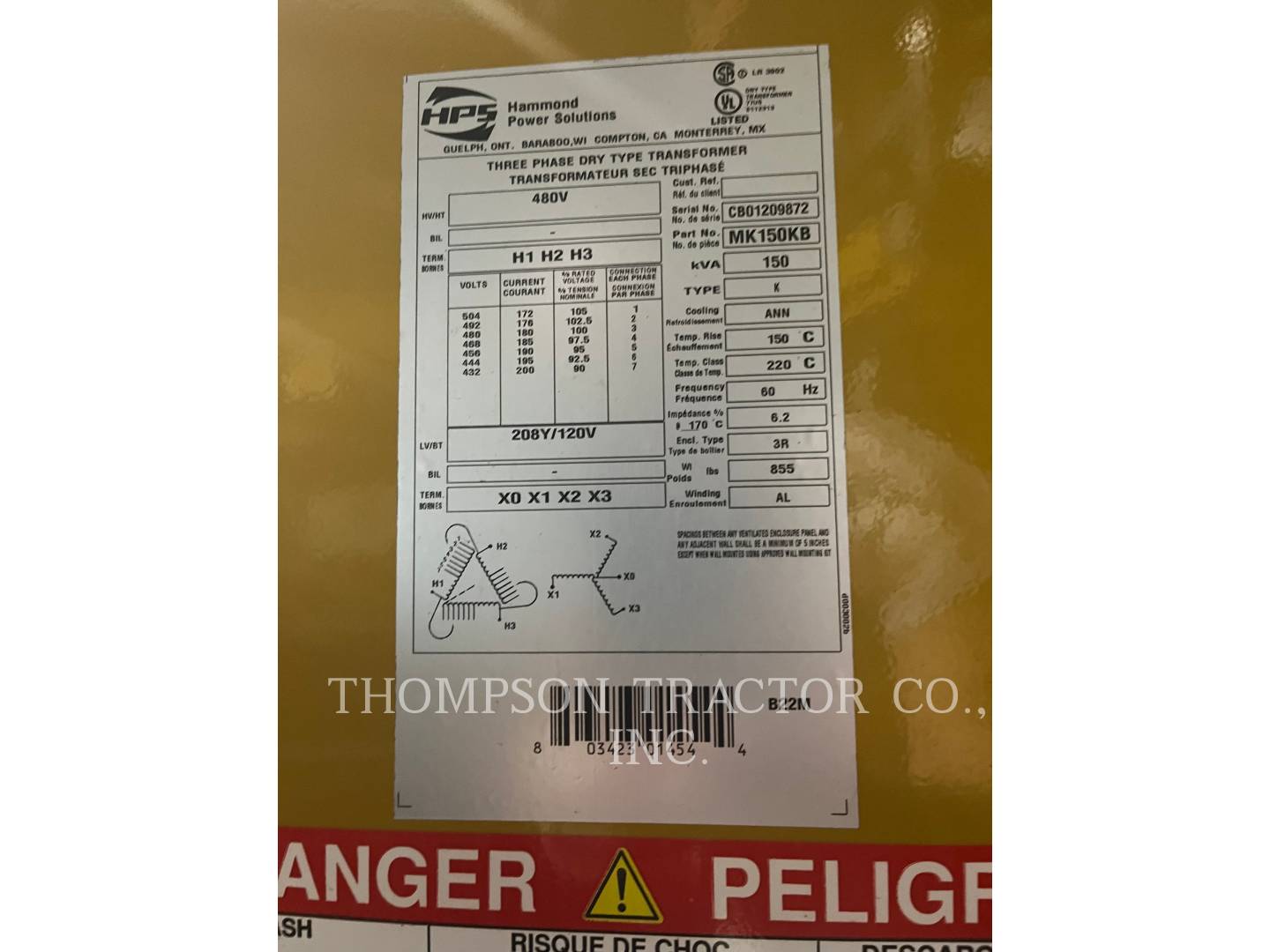 Other TT-150-3-4-3-C-M-F, S/N: 9872-1189870005, 2022 - Image 2