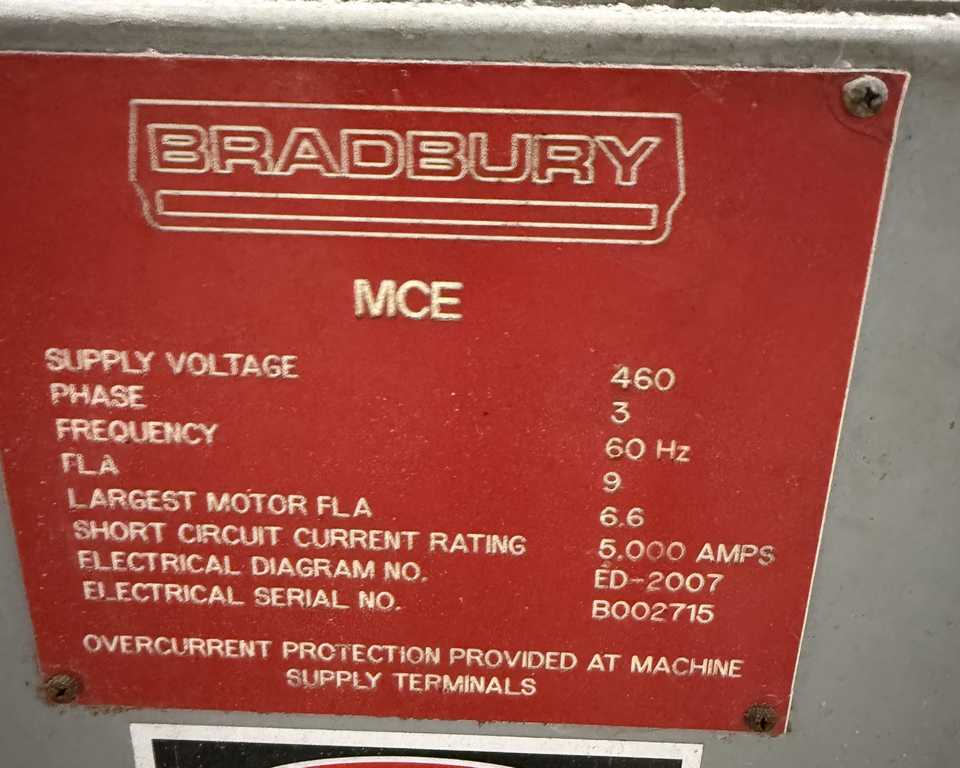 252" Bradbury, CNC hydraulic folding machine, .075" capacity, variable speed hydraulic power unit, 2007 - Image 3