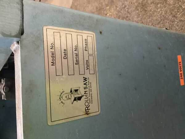 9" x 14-1/2" Roll-In #EF1459, vertical band saw, 30" x 18-1/2" table, 8-3/4" throat, 10' x 3/4" blade, 1995 - Image 4