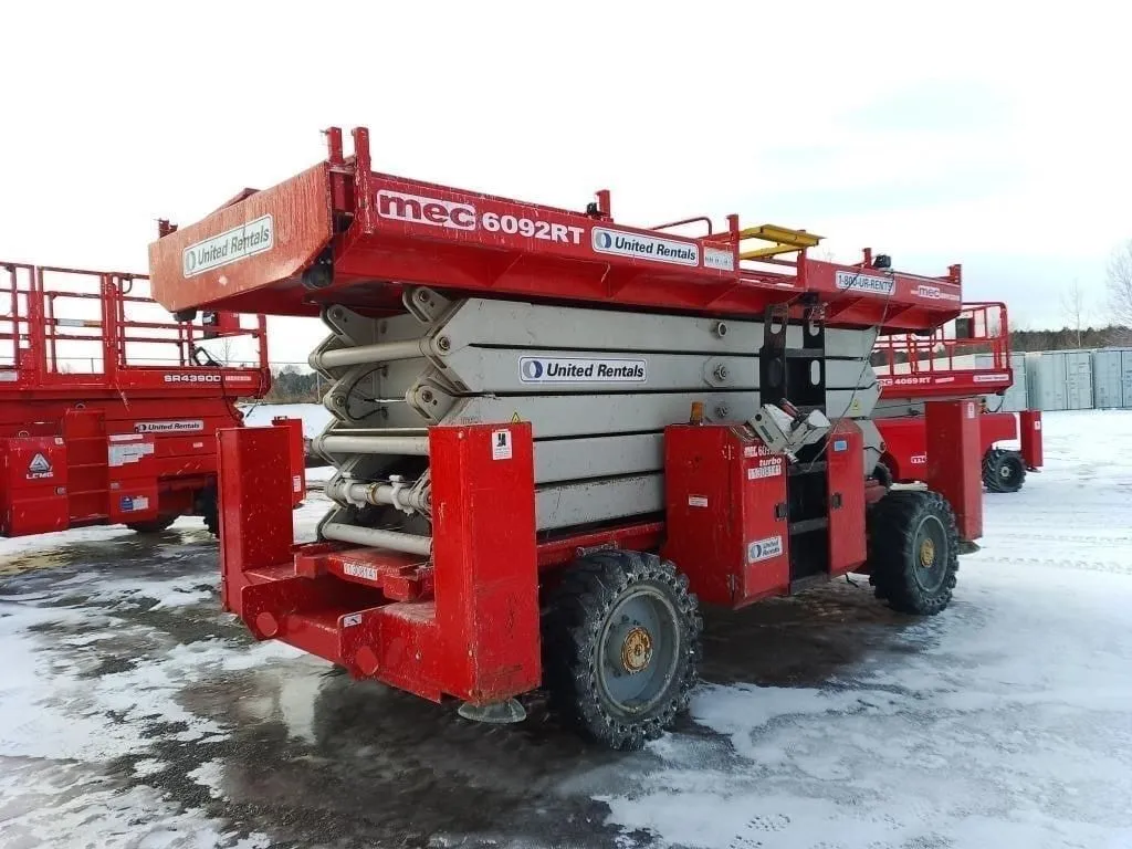 1200 lb. Mec #6092RT, rough terrain scissor lift, 66' work height, 60' platform height, 2021 - Image 10
