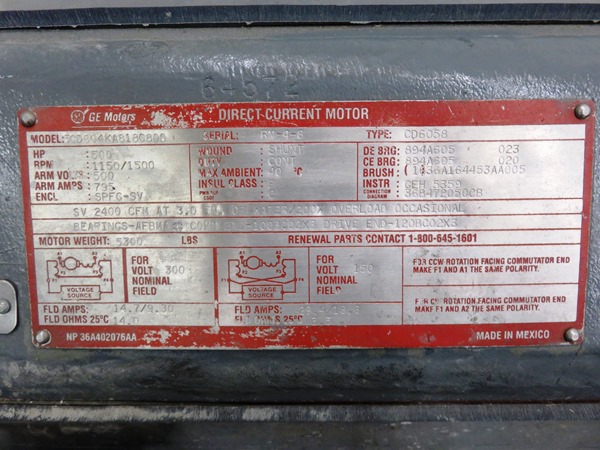 500 HP 1150/1500 RPM General Electric, Frame CD6058, FPVG-SV, 500VA, 300VF - Image 4