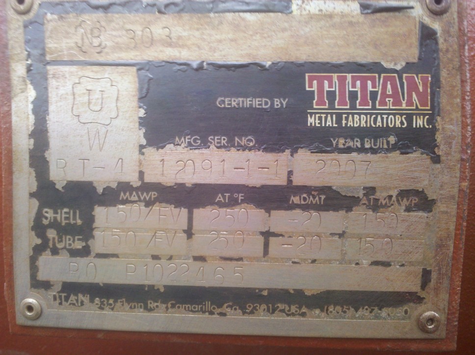 739 sq.ft. Titan, heat exchanger, Shell & Tube, Titanium, 150 psi - Image 5