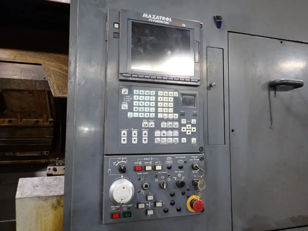 Mazak #SQR-200, CNC Lathe, 3 jaw 9" chuck, 2" bore, Chip Conv., tailstock, Mazatrol PC-Fusion-CNC-640-TE, 1999 - Image 10
