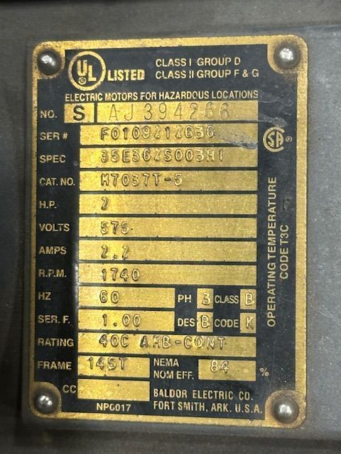 AZO #E650-C1, Rotary Screen, 2 HP Baldor Electric motor, 575 Volts, 2000 - Image 6