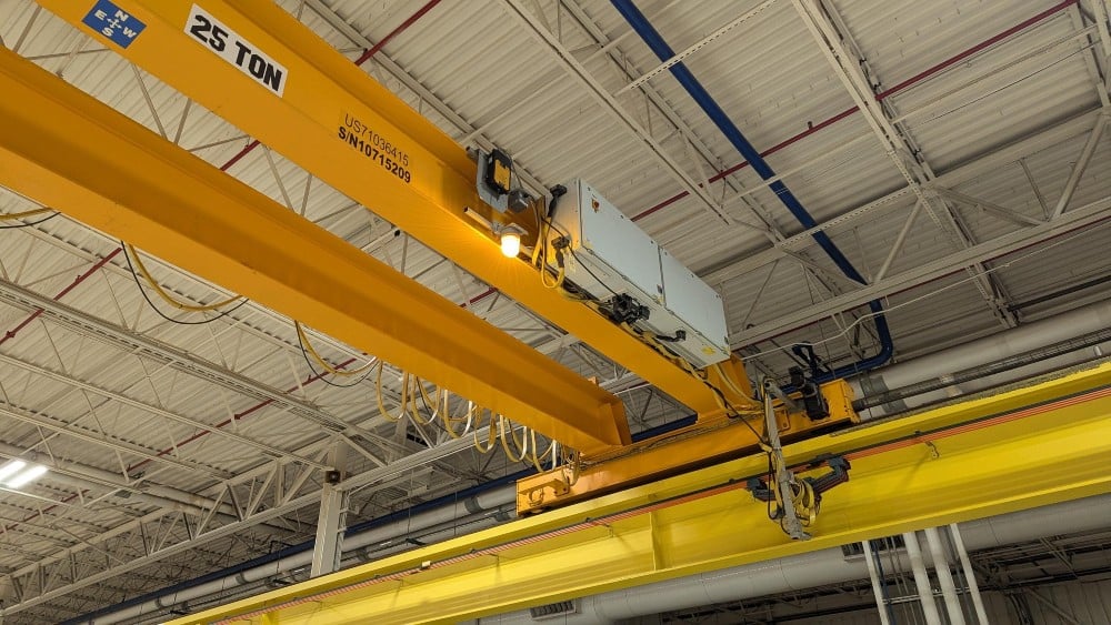 25 Ton, Kone, 35'0" Span, 16' 4" lift, Class D, Radio, VFD bridge/trolley, 140' (x2) rail/runway/cols, 2015 - Image 5