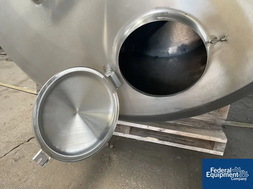 3000 gallon Cherry Burrell, Jacketed Tank, Stainless Steel, 96" diameter x 108" straight side, dish top, flat - Image 8