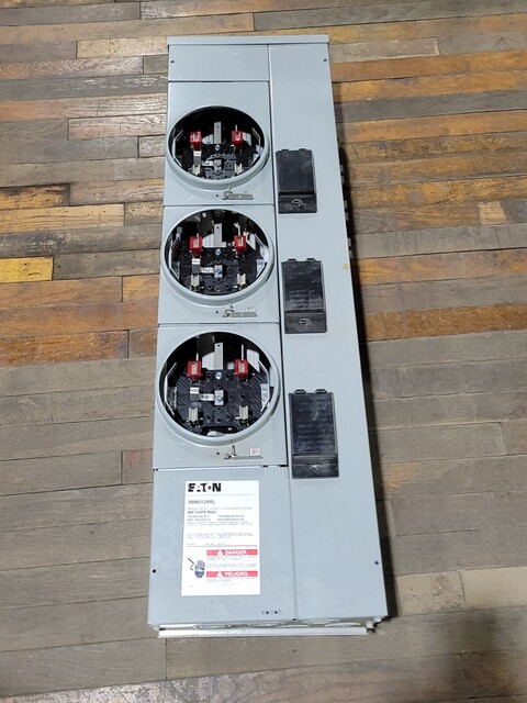 125 Amps, Eaton #3MM312RRL, Meter Stack, 3 Socket, 1ph, 3W. 120/240 VAC, 800A Bus, unused - Image 4