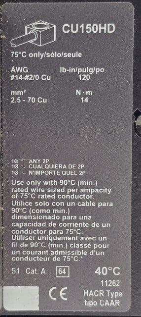 150 Amp, Square D #HDL36150C, Bolt On Circuit Breaker, 3P, 600 VAC, AS IS - Image 5
