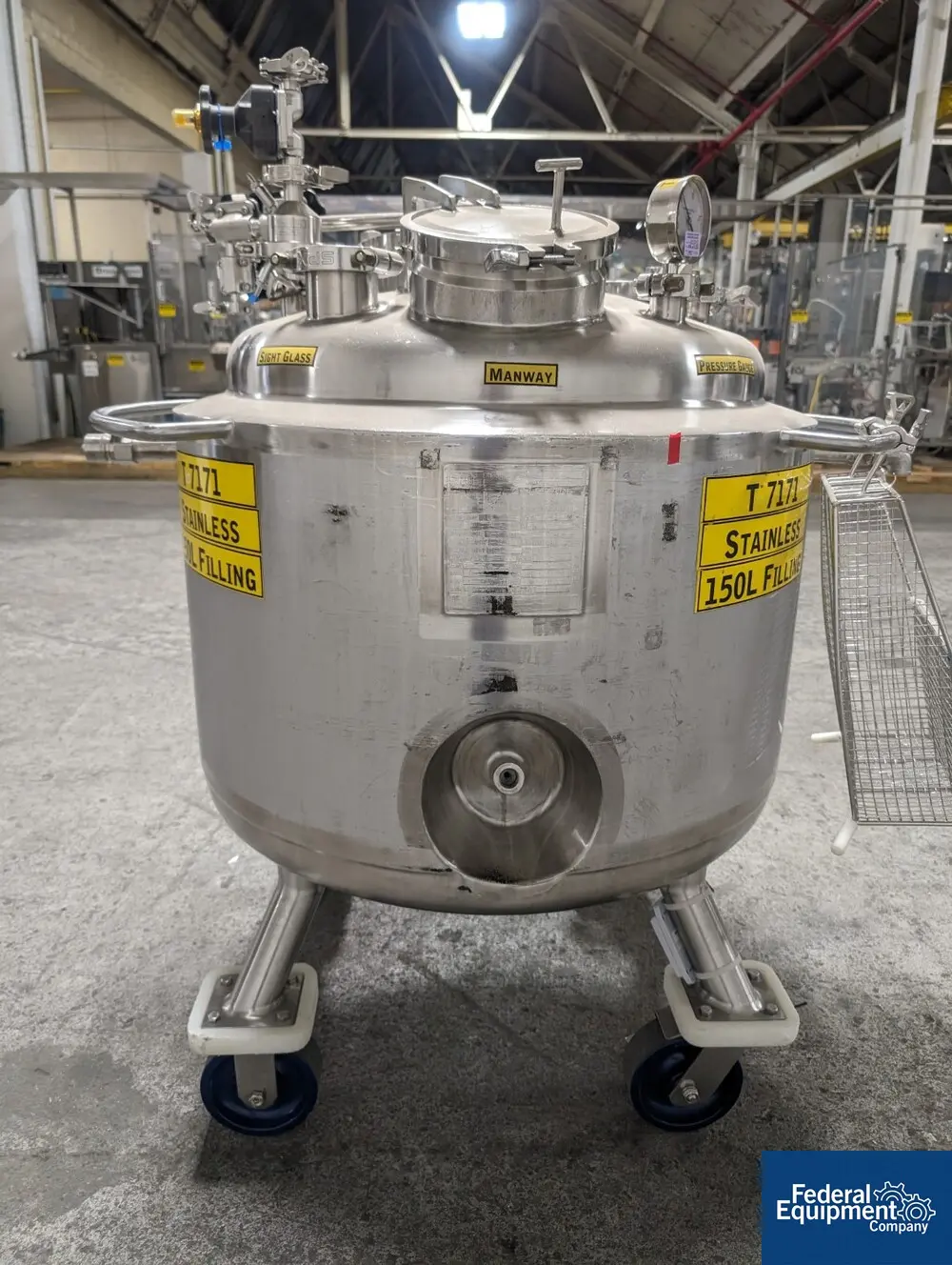 39.6 gallon Precision, Jacketed Receiver Tank, 316L Stainless Steel, 45/100 psi, 150L, 28" diameter x 17" - Image 4