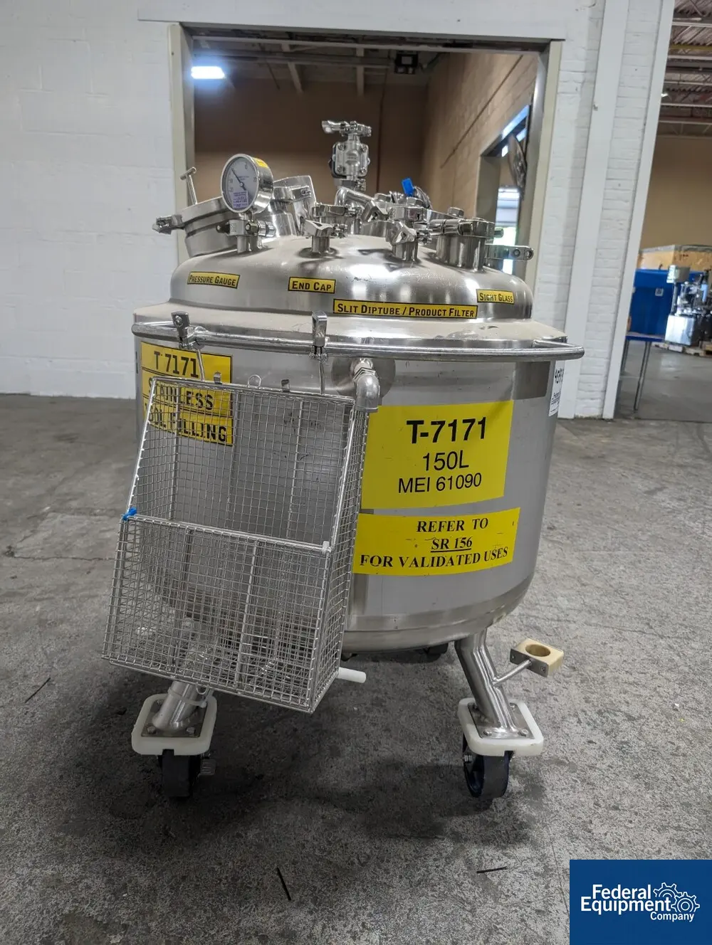 39.6 gallon Precision, Jacketed Receiver Tank, 316L Stainless Steel, 45/100 psi, 150L, 28" diameter x 17" - Image 5