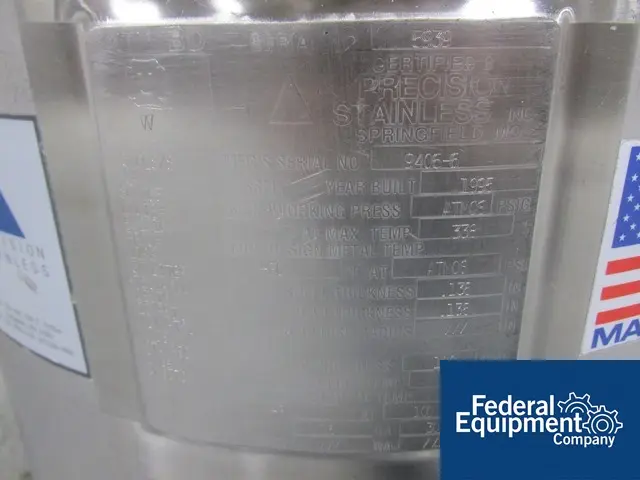 7.9 gallon Precision, Jacketed Tank, 316L Stainless Steel, 13.5" diameter x 15" straight side, open top, dish - Image 6