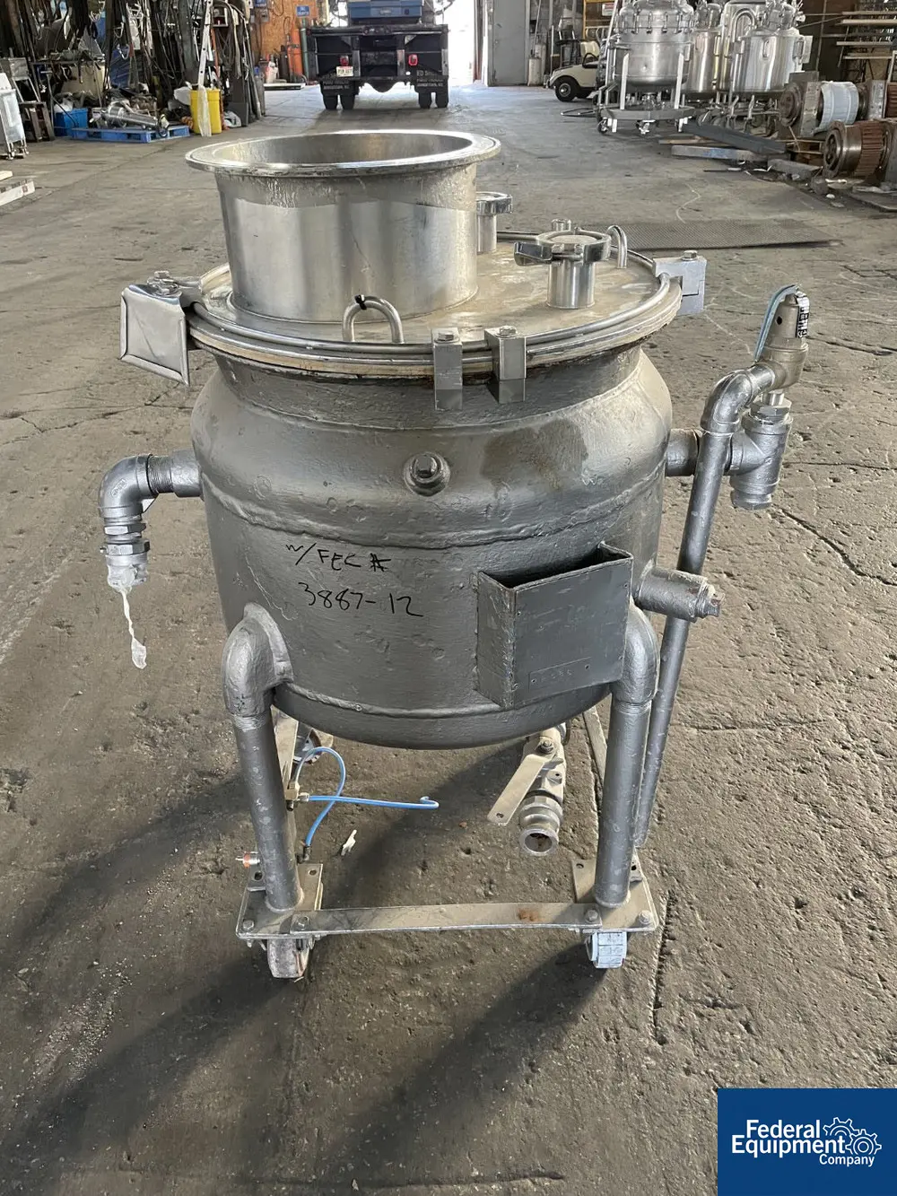 20 gallon Pfaudler, Glass Lined Reactor Body, 25/115 psi, 18" diameter x 15" straight side, flat top, dish - Image 3