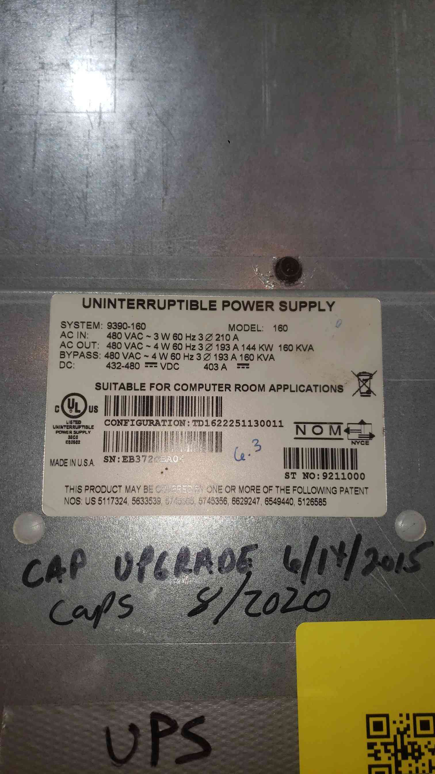 Eaton #9390-160, uninterruptible power supplies System, 480 VAC, 3PH, AS IS - Image 2