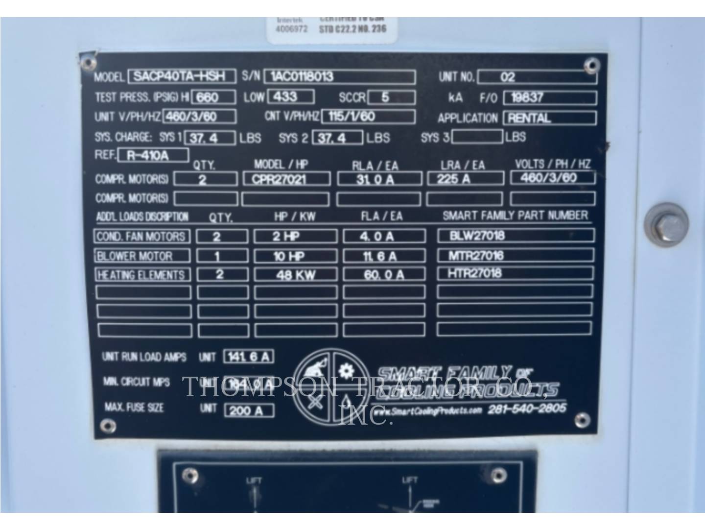 Other TCAC40TON, Temperature Control, S/N: 1AC0118013, 2018 - Image 3