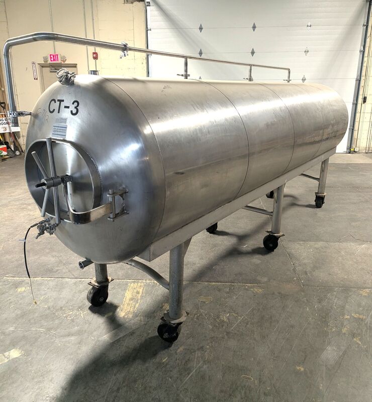 930 gallon JV Northwest, Horizontal Stainless Steel Storage Tank, 3'-6" diameter x 13' height, 1.5" bottom - Image 1