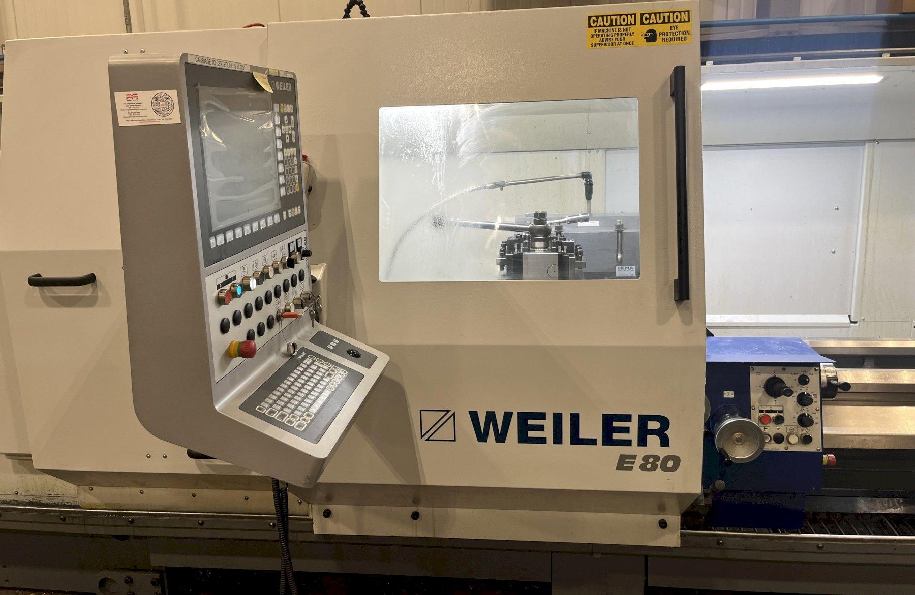 Weiler #E80X4500, flat bed CNC lathe, 34" swing, 20" SOCS, 31" chuck, 4-jaw, 6.5" bore, 177" centers, 48 HP - Image 3