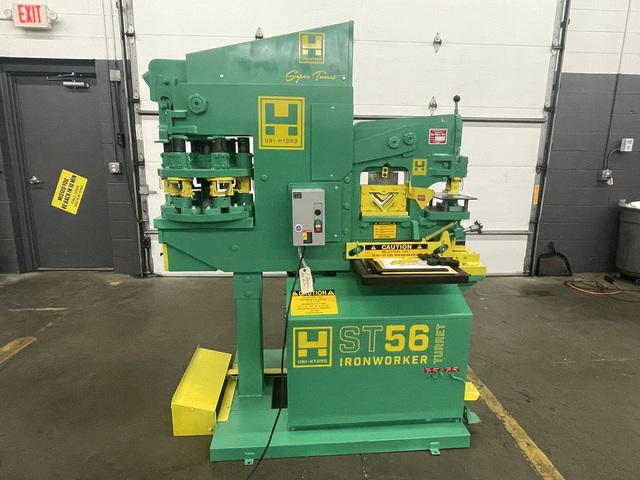 3" x 3" x 3/8" Uni-Hydro #ST56, Ironworker, 56 ton, Super Turret, 10-station, 6" throat, 7 SPM, 1200 psi, 5 - Image 1