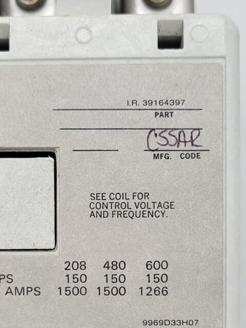 150 Amp, Ingersoll-Rand #39164397, Electric Motor Starter, 3P, Non Reversing, 600 Volts - Image 2
