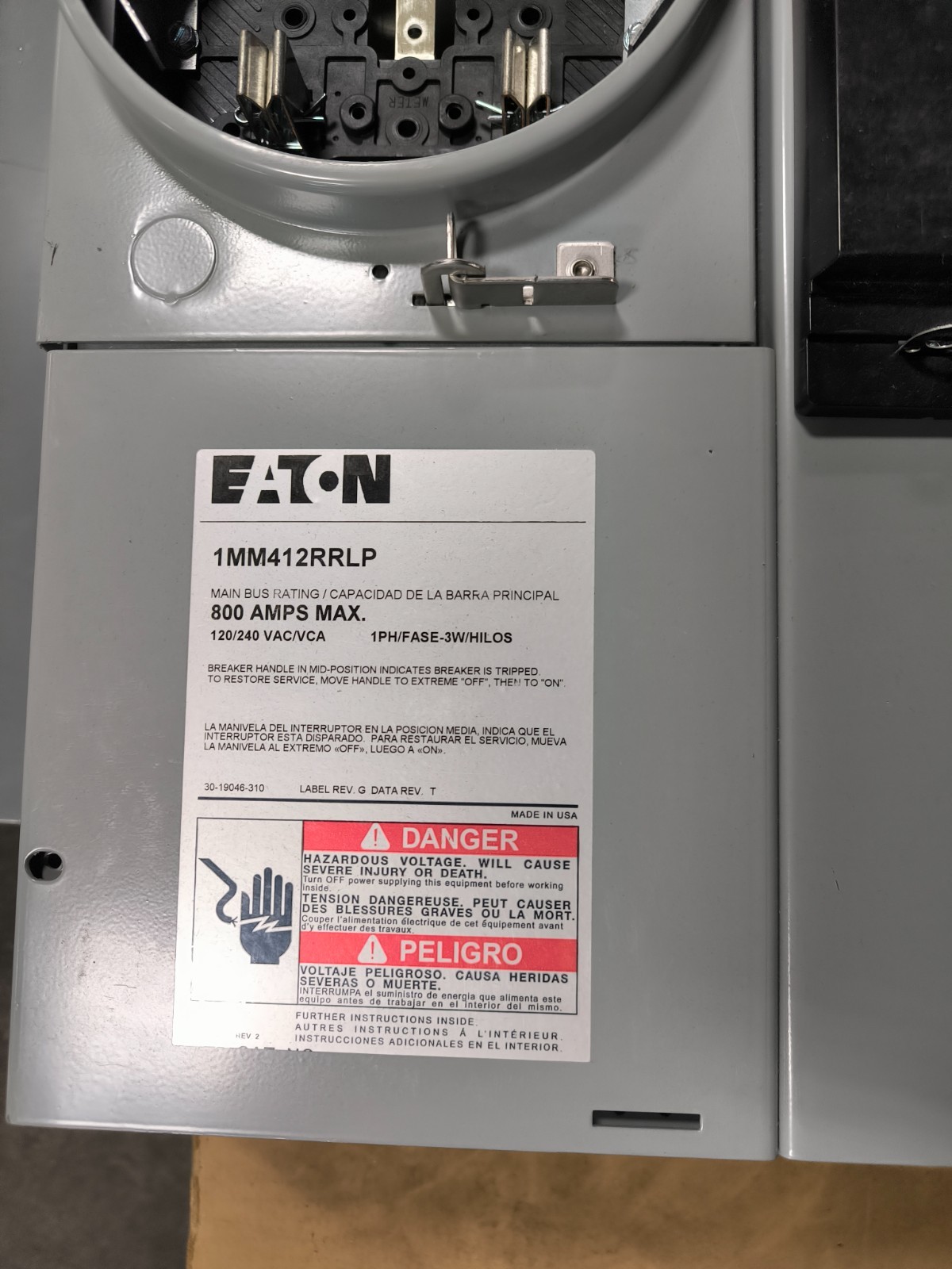 Eaton 1MM412RRLP 4 Meter Stack 800 Amps 120/240 VAC 1PH 3 Wire Ringless NOS - Image 2