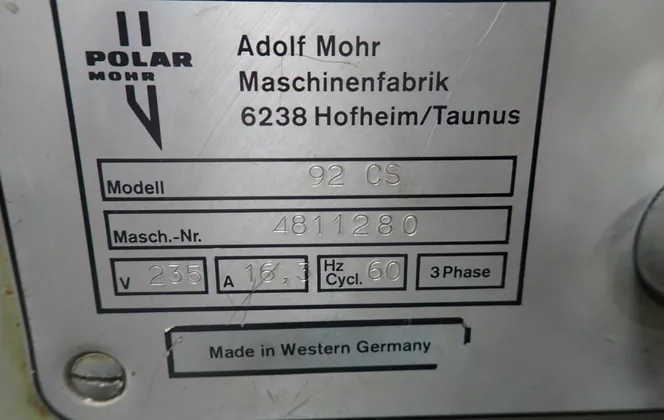 Polar Mohr #92CS, Paper Cutter, 3 kW, 1750 RPM, 235 V - Image 6