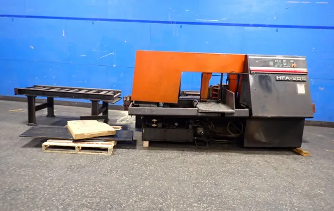 20" x 20" Amada #HFA-20S, Horizontal Band Saw, w/Roller Conveyor - Image 1