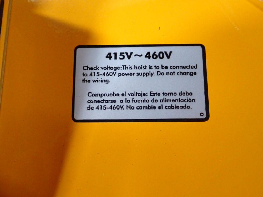 .125 Ton, Harrington #NER2001HD, Electric Chain Hoist, 0.75 HP, 1700 RPM, 415/460 V - Image 3