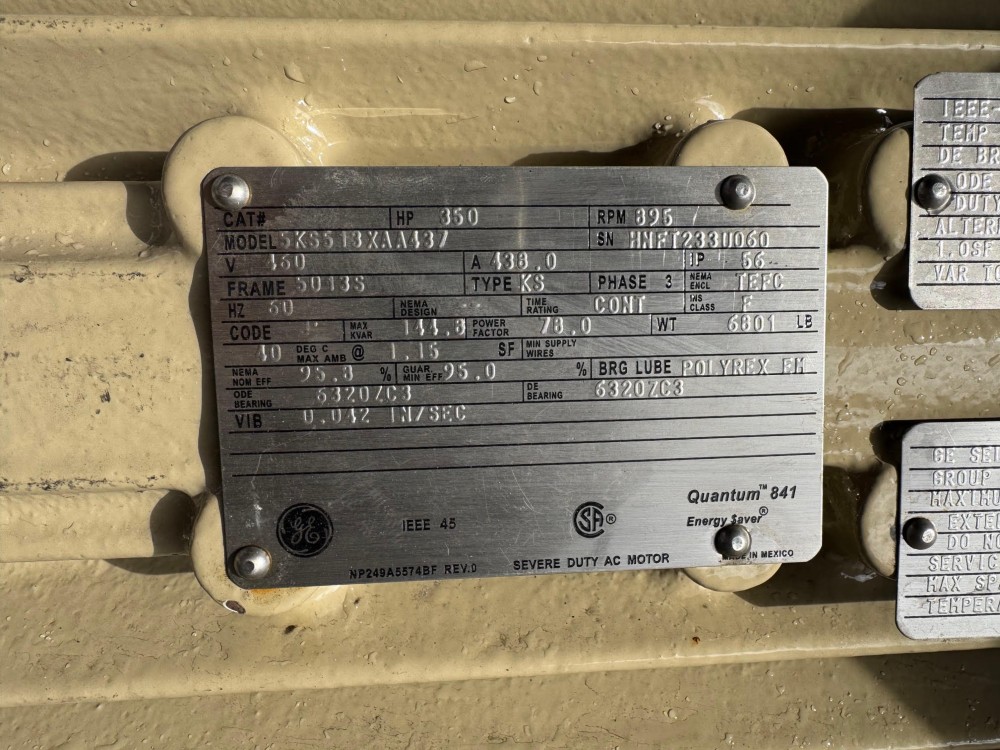 350/400 HP 895 RPM General Electric, Frame 5013S/5012S, TEFCBB, 1.15/1.0 service factor, 460 Volts, Unused - Image 5