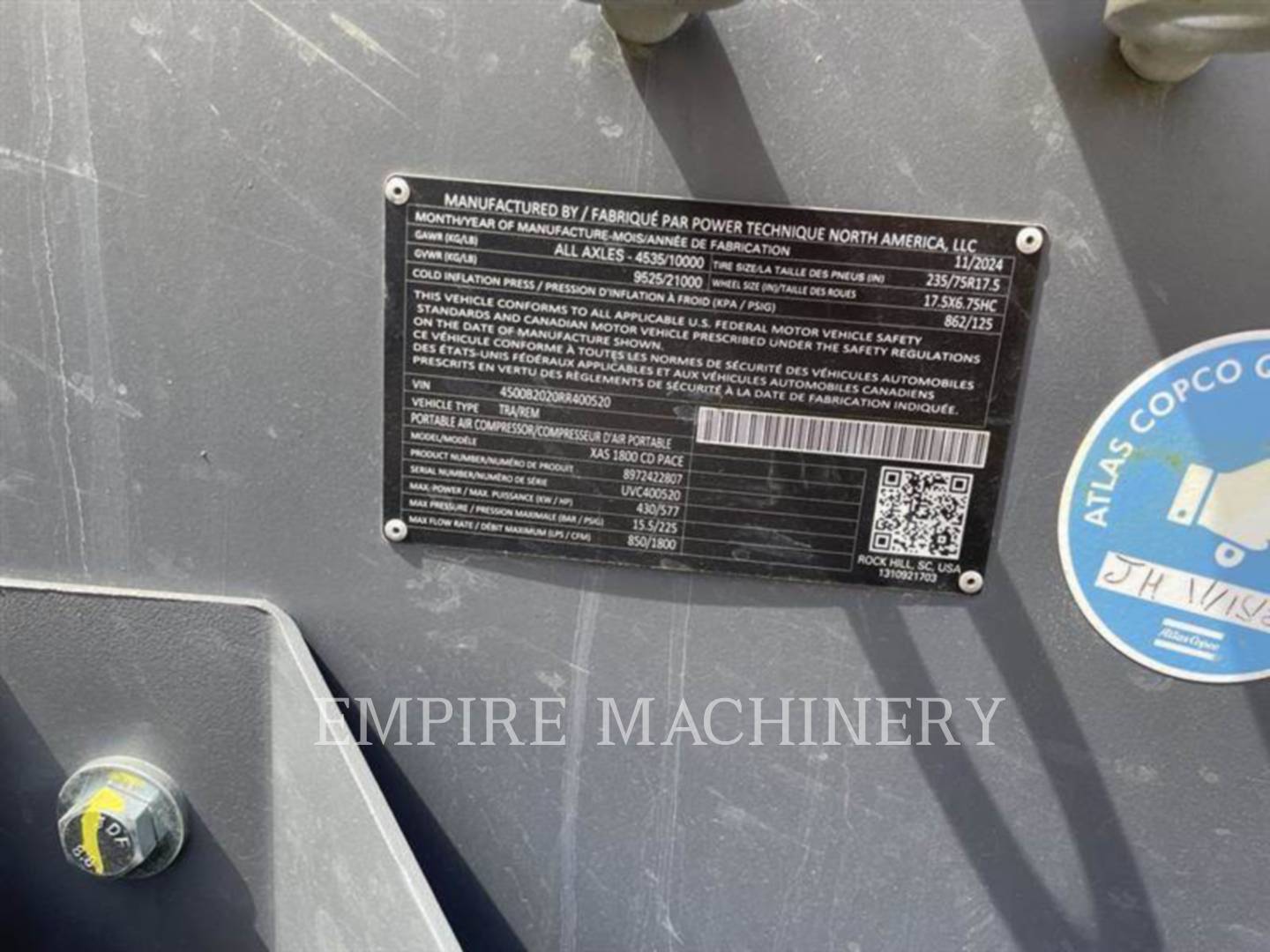 Atlas-Copco XAS1800CD, 530 hours, S/N: UVC400520, 2024 - Image 5
