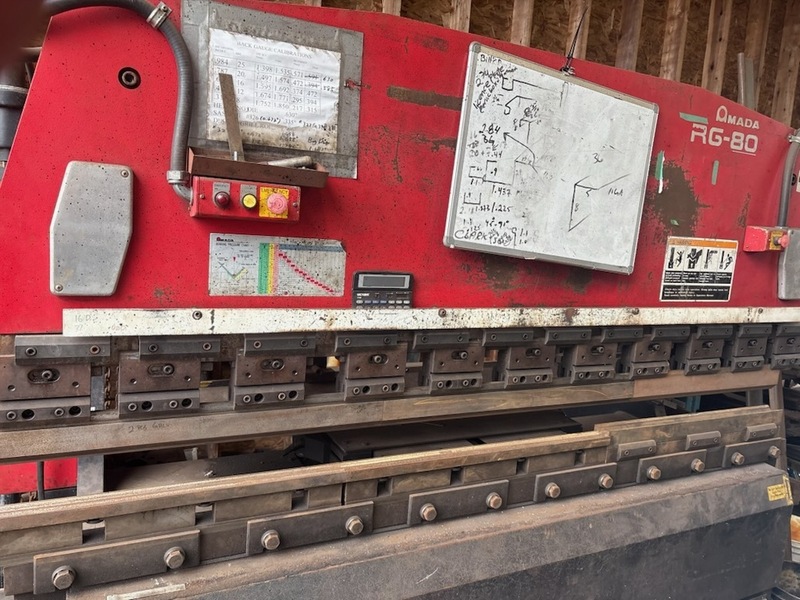 88 Ton, Amada #RG-80, CNC Press Brake, 94.5" bed length, 80.7" between uprights, 98.6" max. bending length - Image 6
