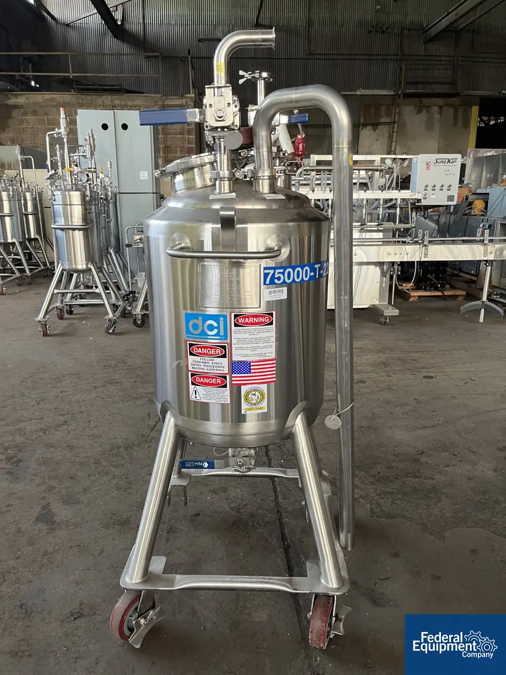 26.4 gallon DCI Reciver Tank, Stainless Steel, dish top & bottom, 15 psi, 100L, legs, 2006 - Image 3