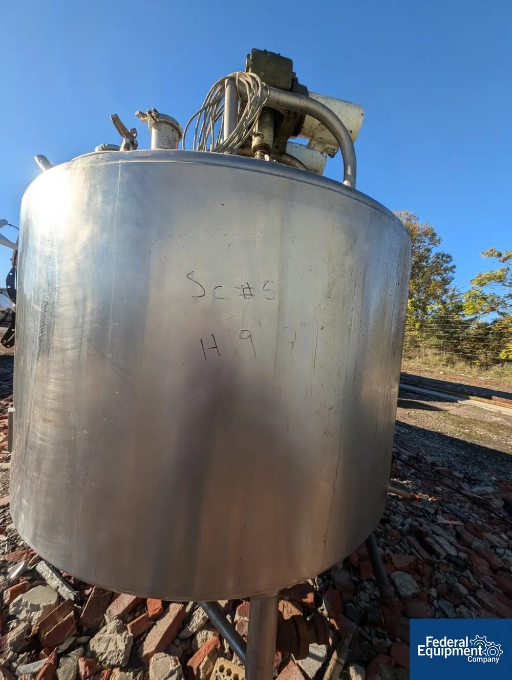800 gallon, DCI Twin Motion Kettle, 66" diameter x 40" straight side, dish top & bottom, legs, 316 Stainless - Image 4