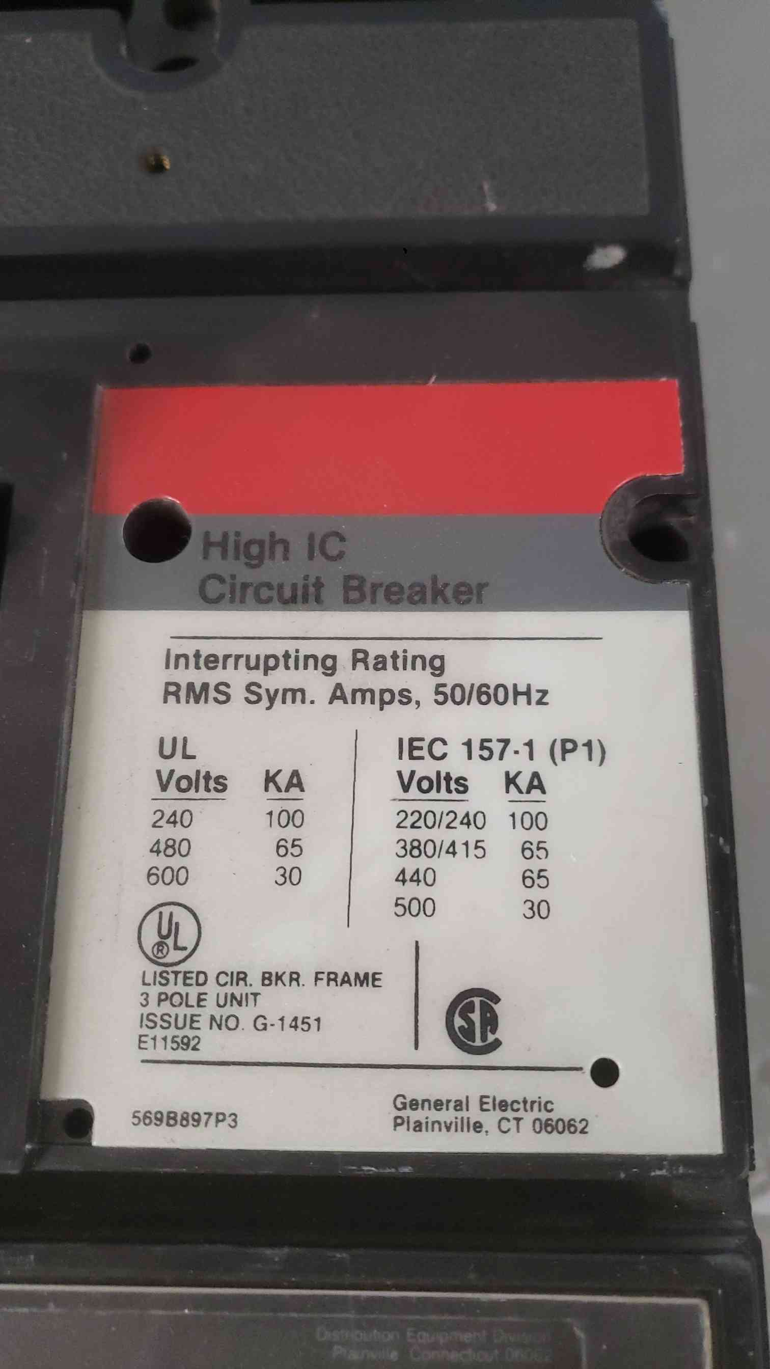 400 Amp, General Electric TJL4V2604, Circuit Breaker, 600 VAC, 3P, High IC - Image 7