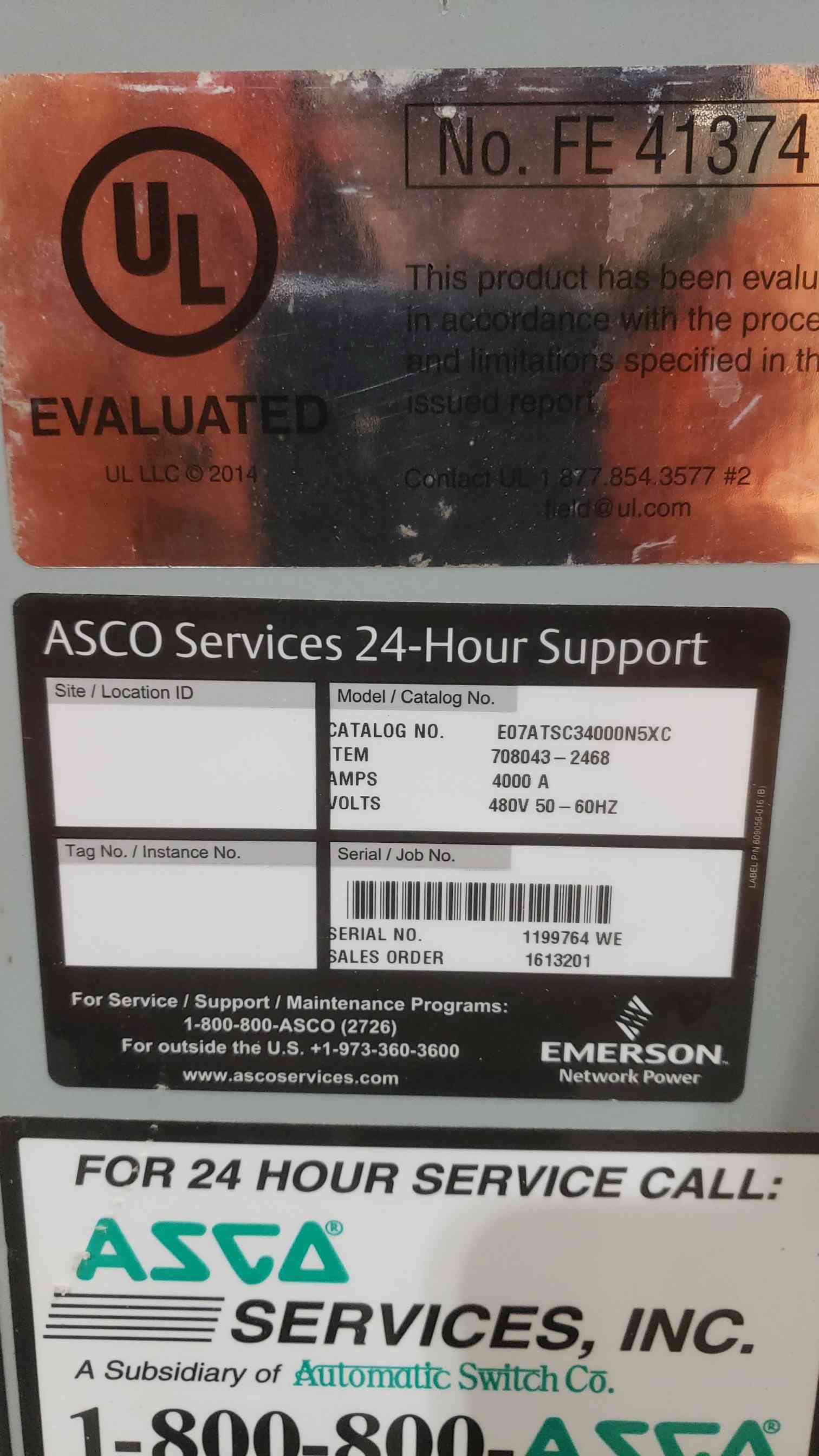 4000 Amp, ASCO 7000-Series #E07ATSC34000N5XC, automatic transfer switch, 480 Volts, AS-IS - Image 2