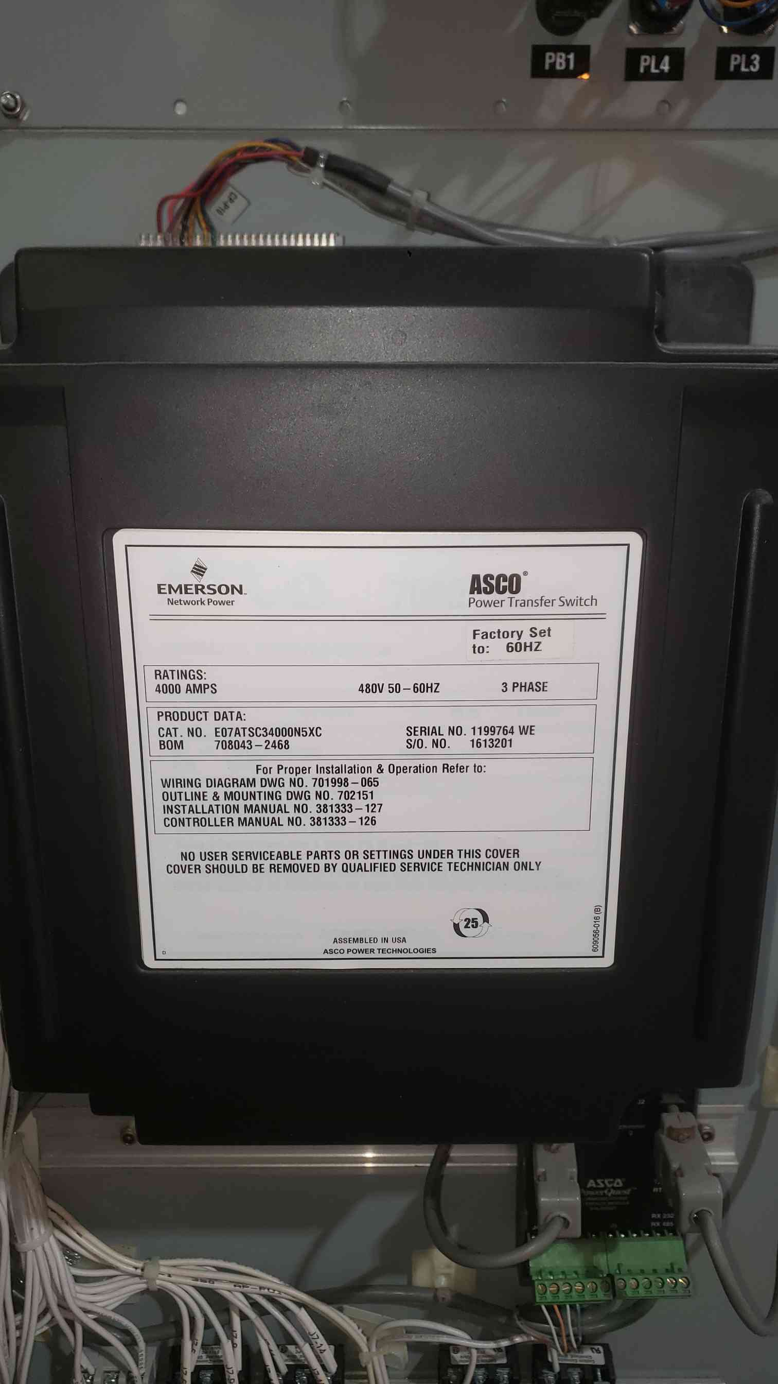4000 Amp, ASCO 7000-Series #E07ATSC34000N5XC, automatic transfer switch, 480 Volts, AS-IS - Image 8