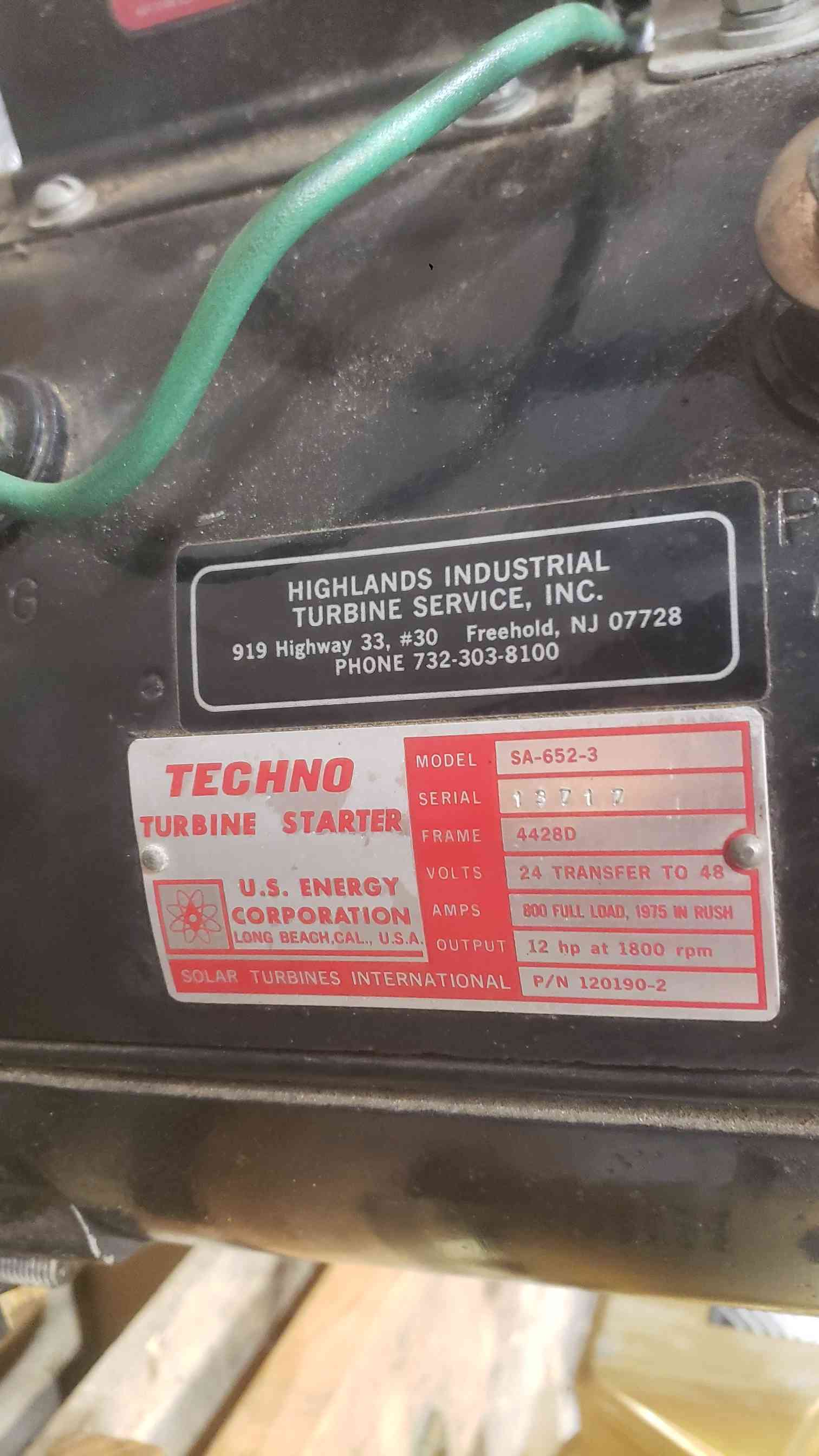 Techno #SA-652-3, Turbine Starter, Frame 24V Transfer To 48V, 4428D (2 available) - Image 3