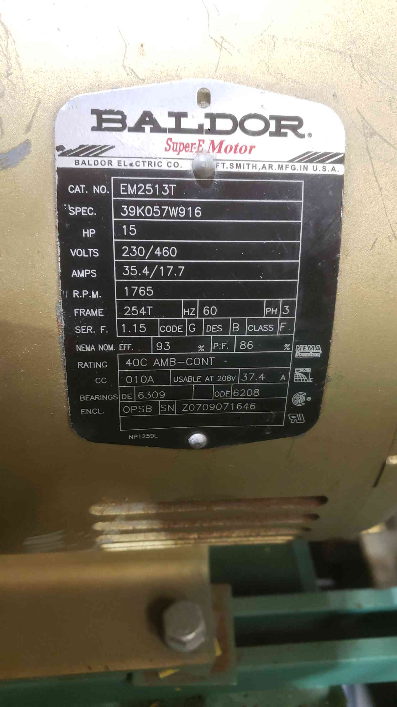 480 GPM @ 65' TDH, Taco #TA1034B2H1B2L0, Motor Driven Pump, 15 HP, 1750 RPM, 2007 (2 available) - Image 3