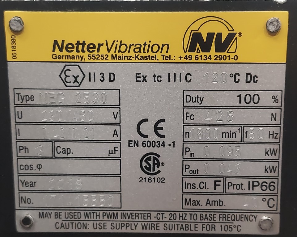 Netter #NEG-2530, vibrator, .42/.21 amps, 230/460 V., unused - Image 3