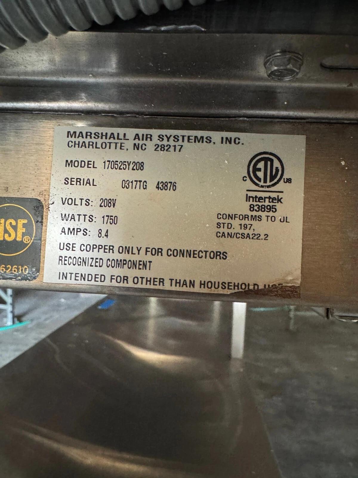 Marshall Air Systems #170525B208, Hot Food Warming Rack & Work Station/Stainless Steel Table, 208 Volt - Image 5