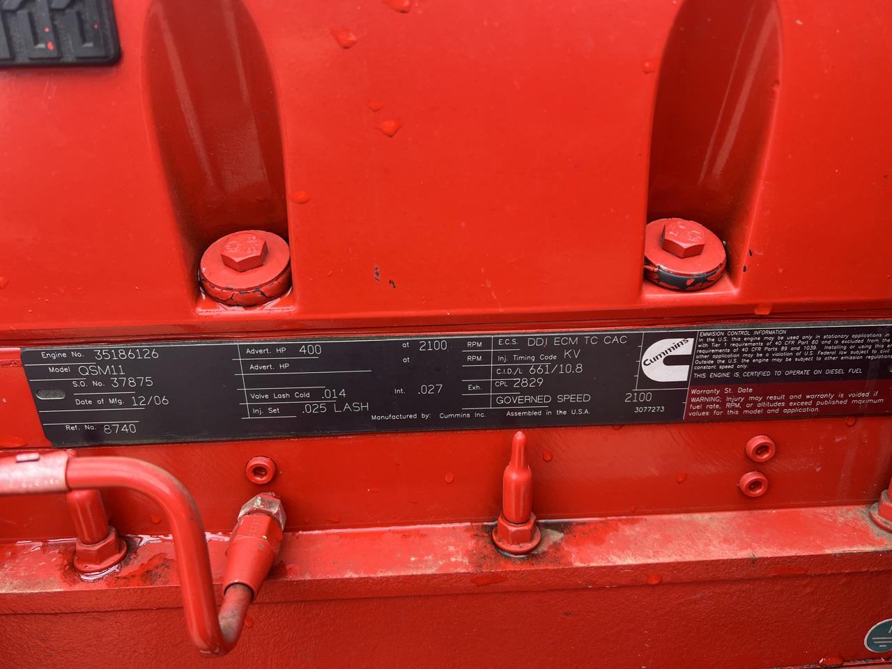 400 HP @ 2100 RPM Cummins #QSM11, Fire Pump System w/ Heat Exchanger Cooling System, 14" flywheel, 2006 - Image 9