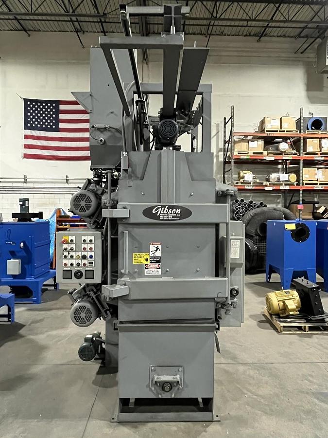 Gibson #HB2430, Wheel Blast Cabinet/Tumble Blast Machine, 24" diameter x 30" high parts, (2) 5 HP blast - Image 2