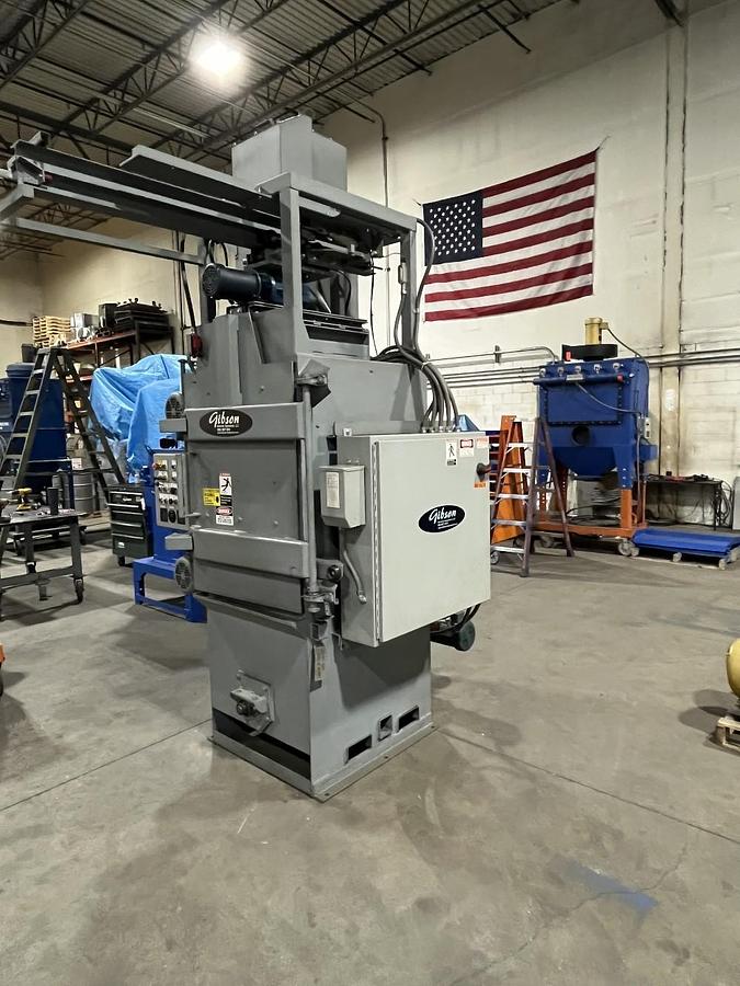 Gibson #HB2430, Wheel Blast Cabinet/Tumble Blast Machine, 24" diameter x 30" high parts, (2) 5 HP blast - Image 3