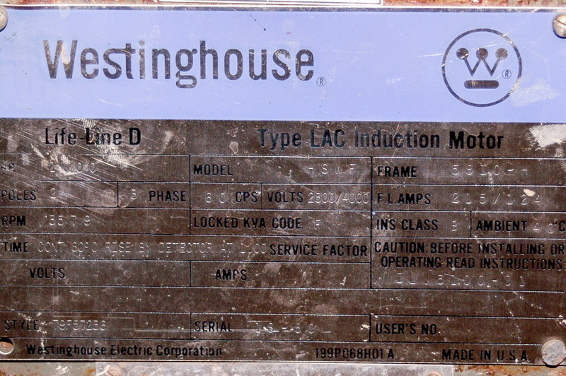 1000 HP 3579 RPM Westinghouse, Frame 5810H, weather protected enclosure type 1, SB, 2300/4000 Volts - Image 5