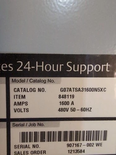 1600 Amp. ASCO, Automatic Transfer Switch, 3P, 480 Volt, 3PH, (3 available) - Image 6